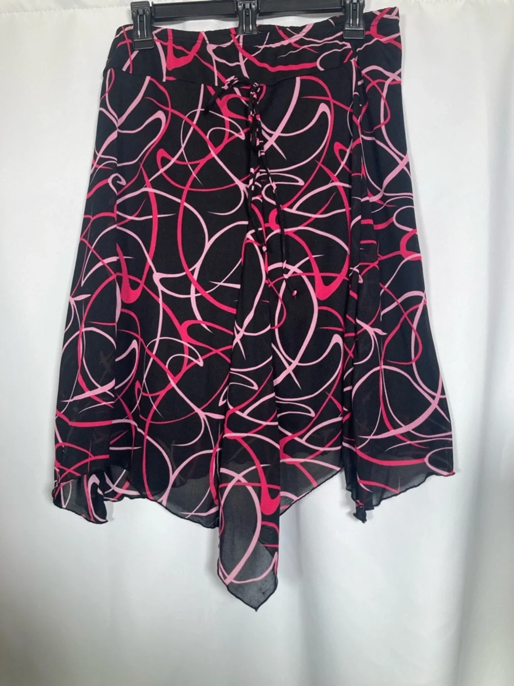 VTG Judy Knapp California Y2K Pink Abstract Swirl Midi Skirt Size L Fairy Grunge - Picture 1 of 10